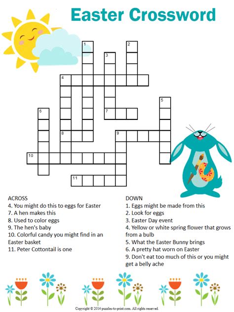 April Crossword Puzzle Printable